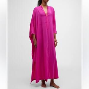 OCEAN + MAIN Talitha V-neck Silk Caftan In Fuchsia Size S/1 NWT